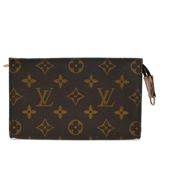 LOUIS VUITTON Logo BUCKET PM Pouch Bag Monogram Leather Brown France 05KA809 - Picture 1 of 16